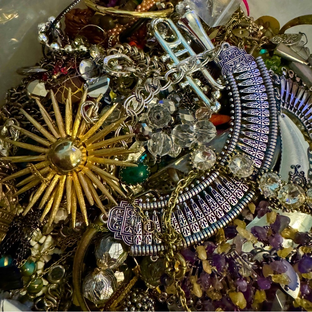 UNSEARCHED Jewelry Lot~ 3 LBs WEARABLE REPURPOSE Resell CRAFT JUNK
